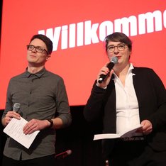 Christian Schaft und Ulrike Grosse-Röthig auf dem Landesparteitag 2021 in Sömmerda